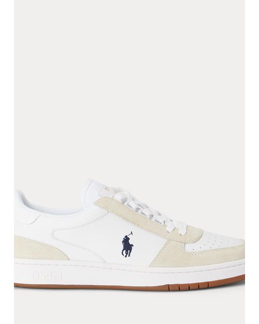Polo Ralph Lauren White Court Leather & Suede Sneaker for men