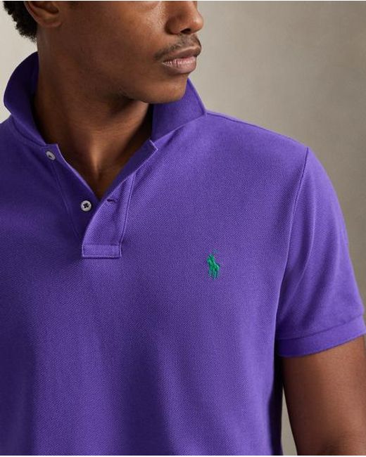 Polo Ralph Lauren Purple Slim Fit Mesh Polo Shirt for men