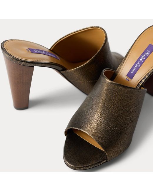 Ralph Lauren Brown Adela 95 Mm Calfskin Mule