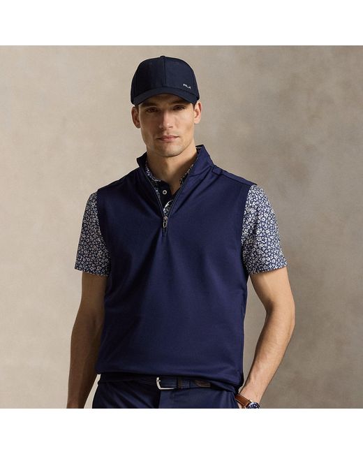 Ralph Lauren Blue Stretch Jersey Quarter-Zip Gilet for men