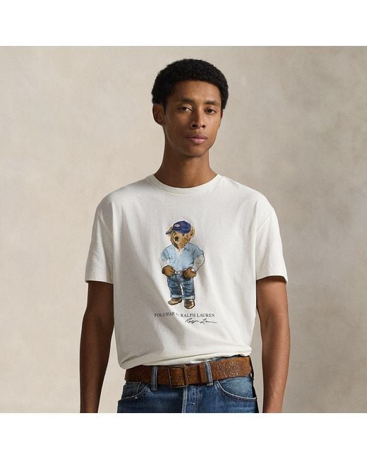 Polo Ralph Lauren White Classic Fit Polo Bear Jersey T-Shirt for men