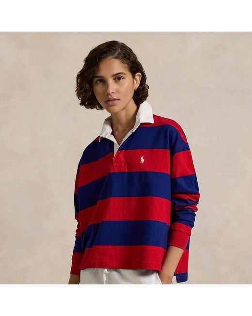 Polo Ralph Lauren Striped Cropped Jersey Rugby Shirt in