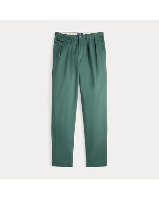 Ralph Lauren Green Whitman Relaxed Fit Pleated Trouser for men