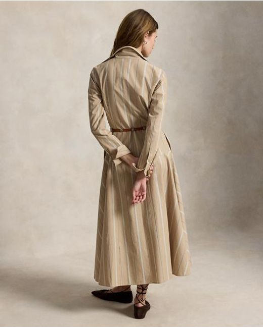 Polo Ralph Lauren Brown Striped Cotton Panelled Shirtdress