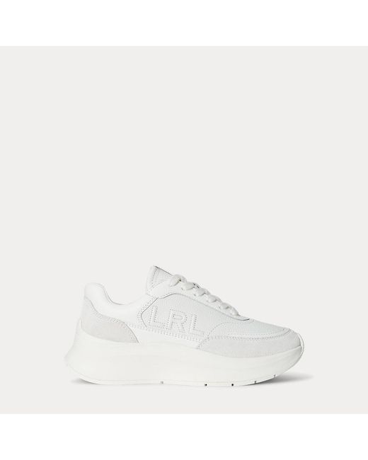 Ralph Lauren Franky Sneaker Van Leer En Suède in het White