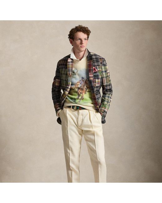 Polo Ralph Lauren Blue Pleated Linen Suit Trouser for men