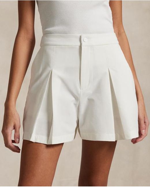 Ralph Lauren Blue Shorts Aus Vier-Wege-Stretch Mit Falten