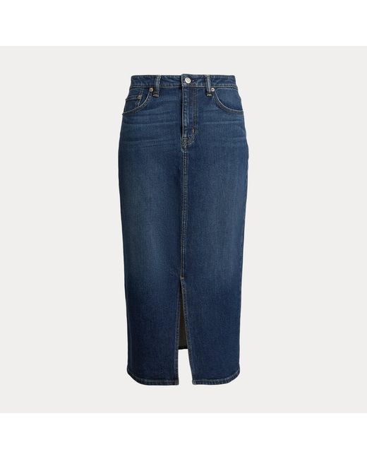 Falda Midi De Denim Ralph Lauren de color Blue