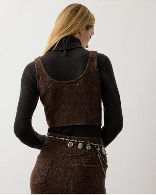 Ralph Lauren Black Sherry Wool-Blend Donegal Tweed Top