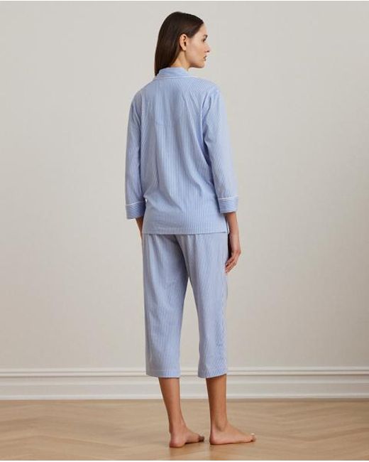 Pijama Capri De Punto Jersey Con Rayas Ralph Lauren de color Blue