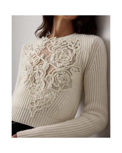 Ralph Lauren Brown Embroidered Cashmere Cropped Jumper