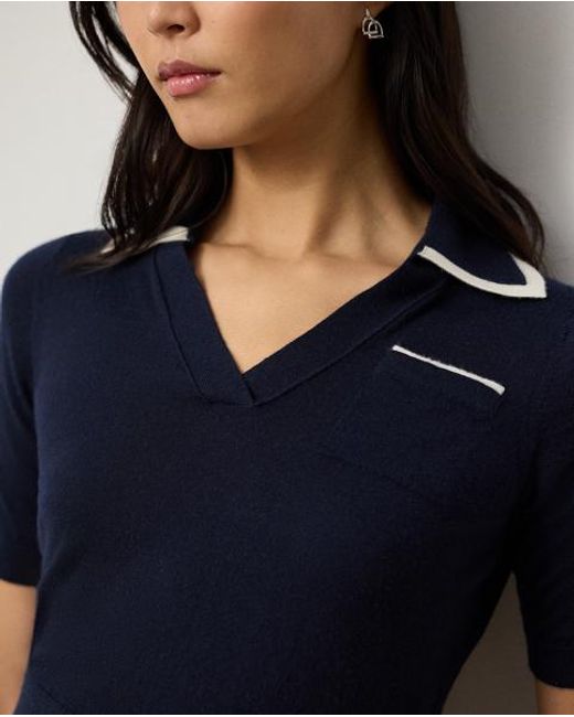 Ralph Lauren Blue Cashmere Jersey Polo Jumper