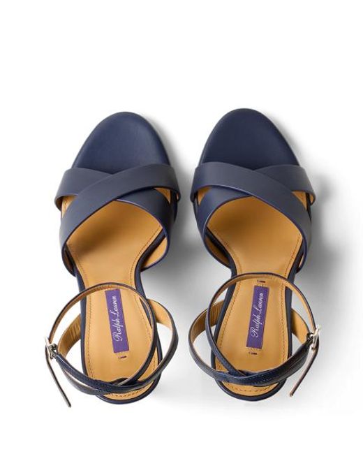 Ralph Lauren Blue Cleary 95 Mm Calfskin Sandal