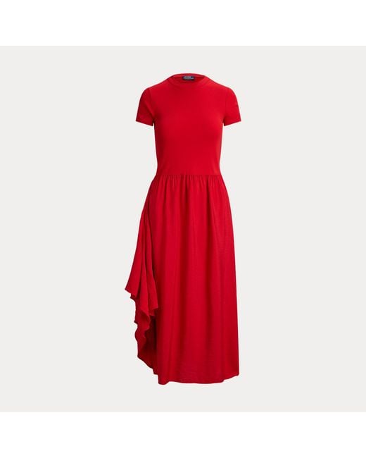 Polo Ralph Lauren Red Faux-Wrap Tee Dress