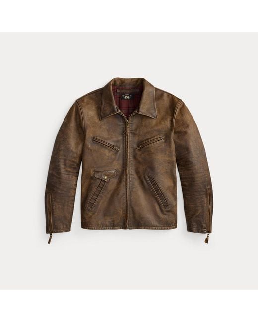 RRL Gray Leather Jacket for men