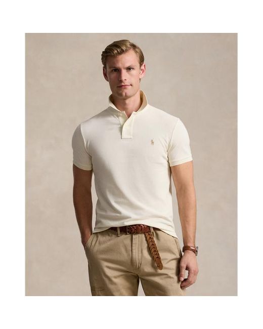 Polo Ralph Lauren Slim Fit Mesh Polo-shirt in het Natural voor heren