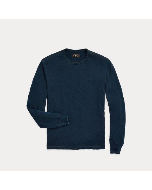 RRL Blue Indigo Jersey Long-sleeve T-shirt for men