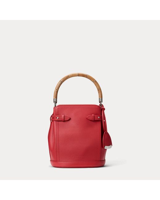 Ralph Lauren Red The Ralph Lauren Calfskin Small Bucket Bag