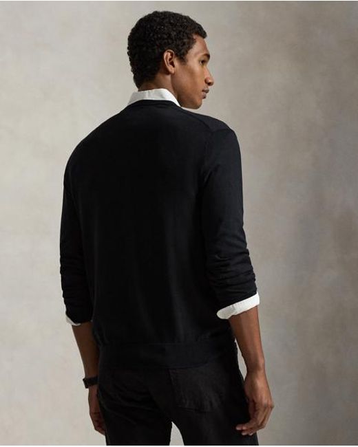 Polo Ralph Lauren Black Slim Fit Cotton Jumper for men