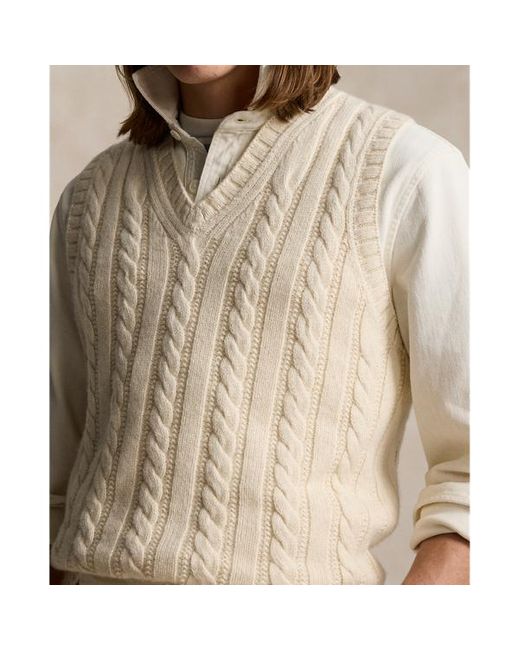 Ralph Lauren Natural Aran-knit Cotton-cashmere Jumper Waistco for men