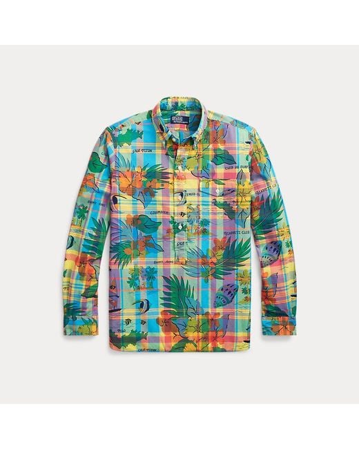 Camicia in madras tropicale Classic-Fit di Polo Ralph Lauren in Green da Uomo