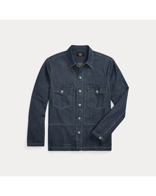 RRL Blue Denim Overshirt for men