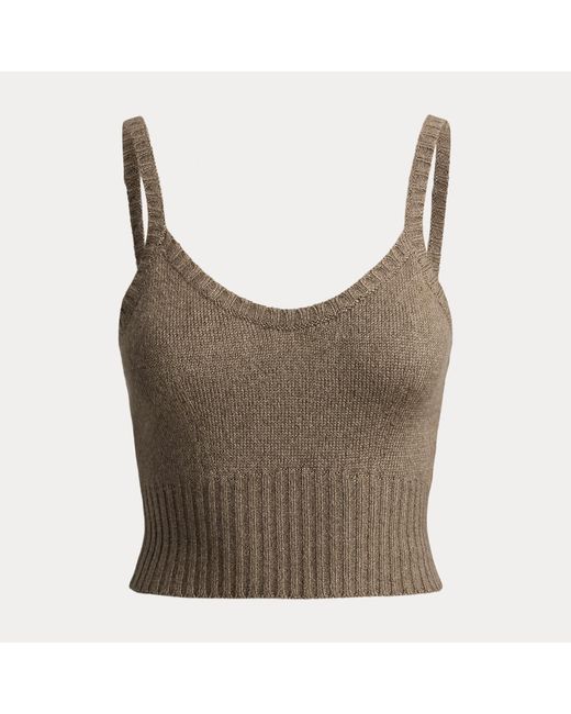 Ralph Lauren Brown Silk-Blend Mouliné Camisole Jumper