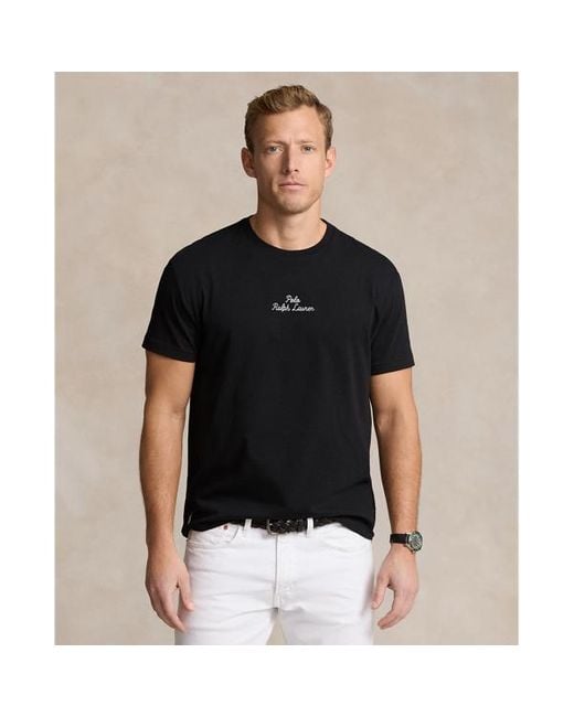 Camiseta de punto jersey con logotipo Ralph Lauren de hombre de color Black