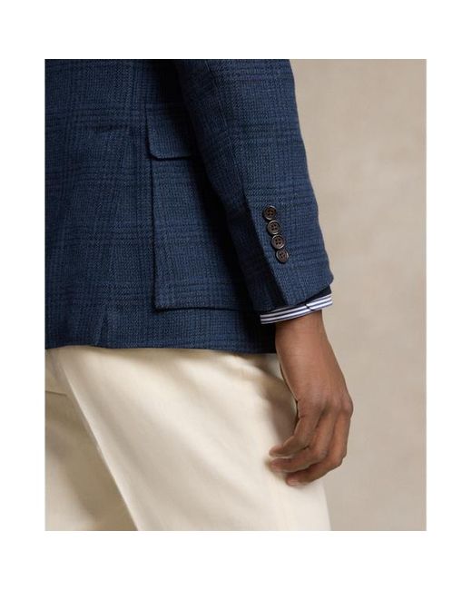 Polo Ralph Lauren Blue The Rl67 Glen Plaid Linen-wool Jacket for men