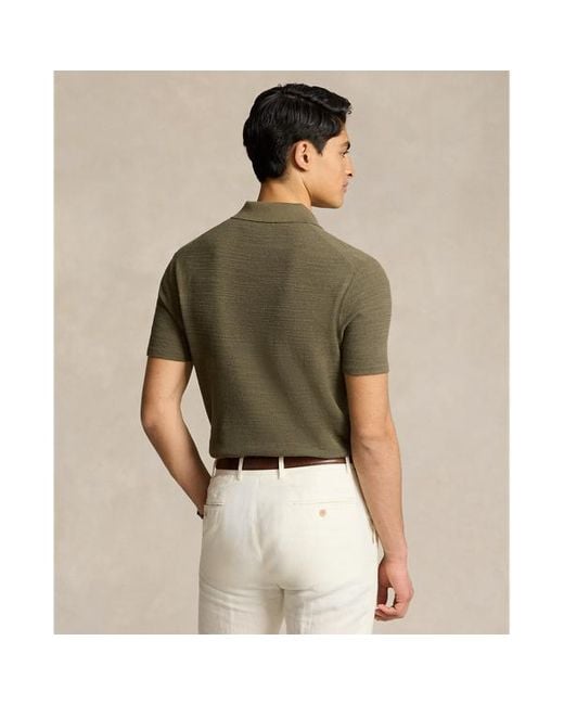 Maglia a camicia in cotone e lino di Polo Ralph Lauren in Green da Uomo