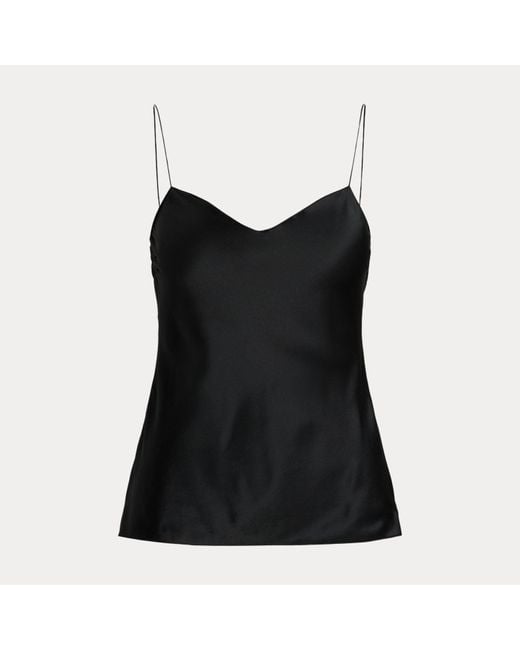 Ralph Lauren Black Annelia Washed Silk Charmeuse Camisole