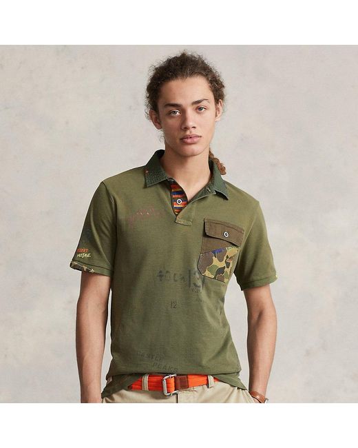 Polo Ralph Lauren Classic Fit Mesh Graphic Polo Shirt in Green for Men ...