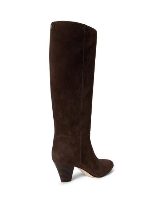 Ralph Lauren Brown Emersyn Suede Tall Boot Heel
