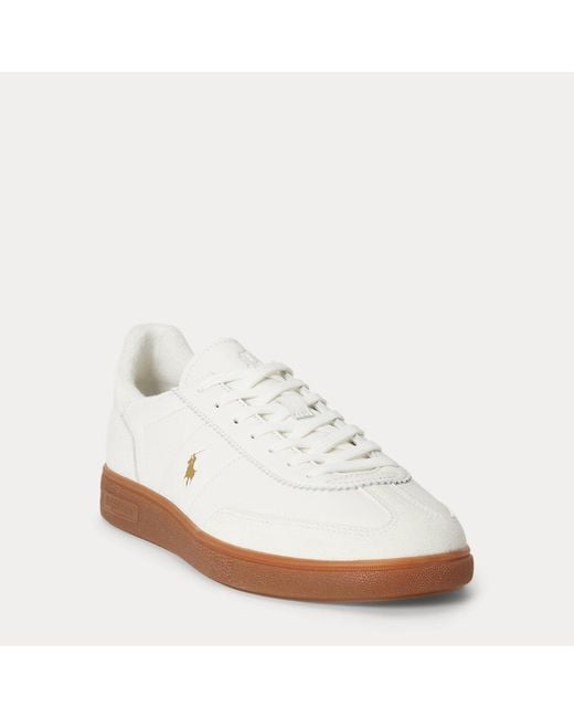 Polo Ralph Lauren White Bedford Leather-Suede Trainers for men