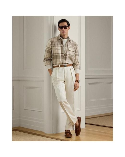 Ralph Lauren Natural Plaid Cashmere Shirt for men