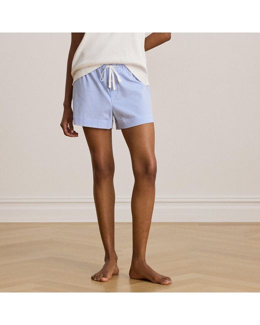 Ralph Lauren Blue Striped Cotton Jersey Sleep Short