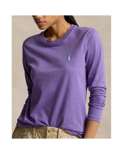 Polo Ralph Lauren Purple Long-sleeve Jersey Crewneck T-shirt