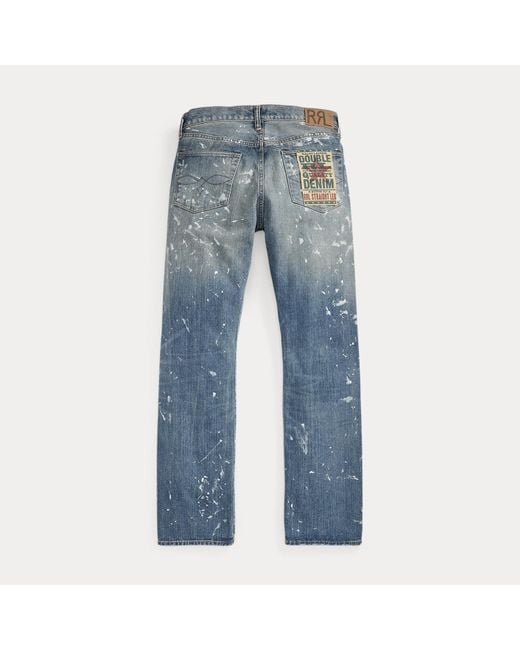 RRL Blue Straight Fit Fenimore Distressed Jean for men