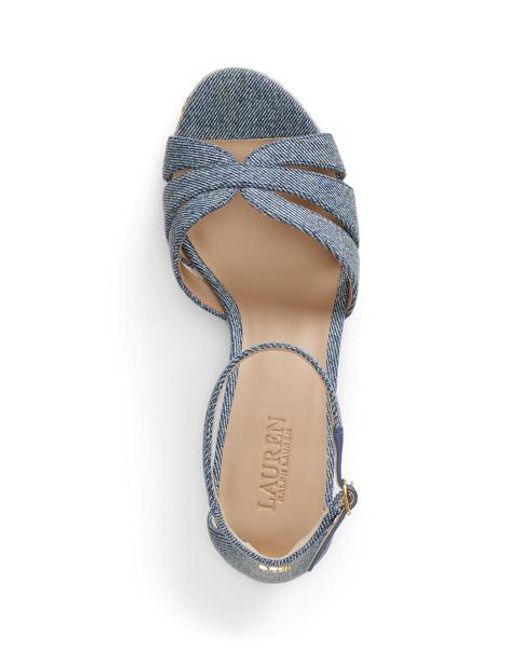 Ralph Lauren Blue Nellie Washed Denim Espadrille
