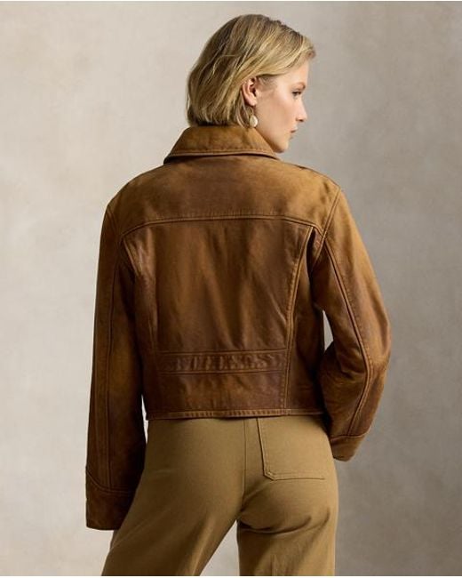 Polo Ralph Lauren Brown Cropped Leather Jacket