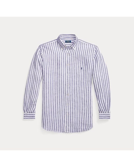 Taglie Plus - Camicia in lino a righe di Ralph Lauren in Blue da Uomo