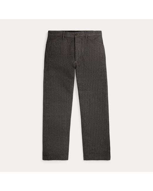 RRL Gray Cotton-Linen Herringbone Field Trouser for men