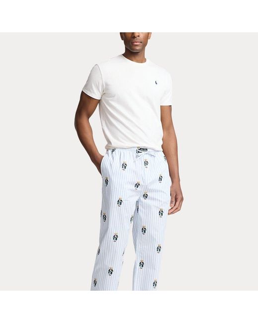 Polo Ralph Lauren Gestreept Katoenen Pyjamabroek Polo Bear in het Blue voor heren