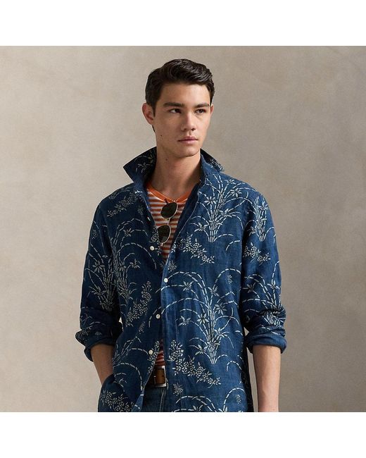 Polo Ralph Lauren Blue Classic Fit Floral Linen Shirt for men