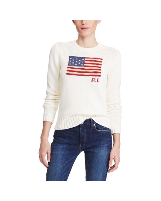 ralph lauren flag sweater cream