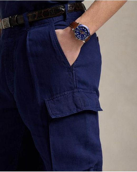 Pantalón Cargo De Lino Slim Tapered Fit Polo Ralph Lauren de hombre de color Blue