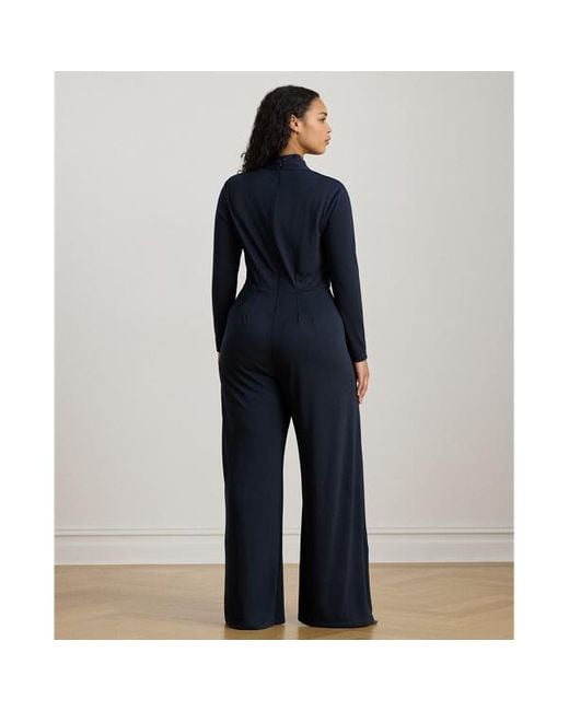 Taglie Plus - Tuta in jersey con scollo a V incrociato di Ralph Lauren in Blue