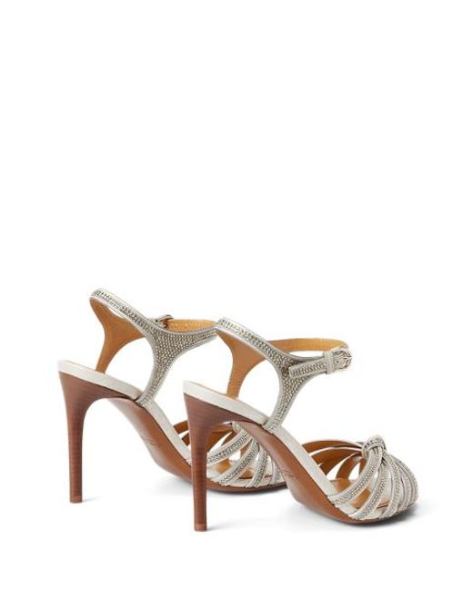 Ralph Lauren White Kieran 95 Mm Embellished Suede Sandal