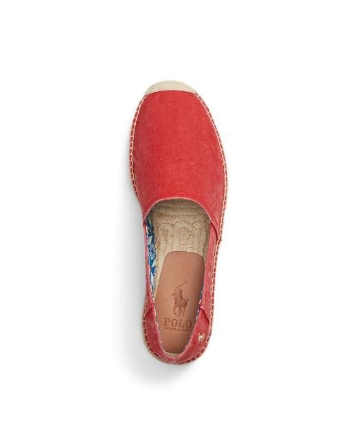 Polo Ralph Lauren Red Cevio Washed Canvas Espadrille for men