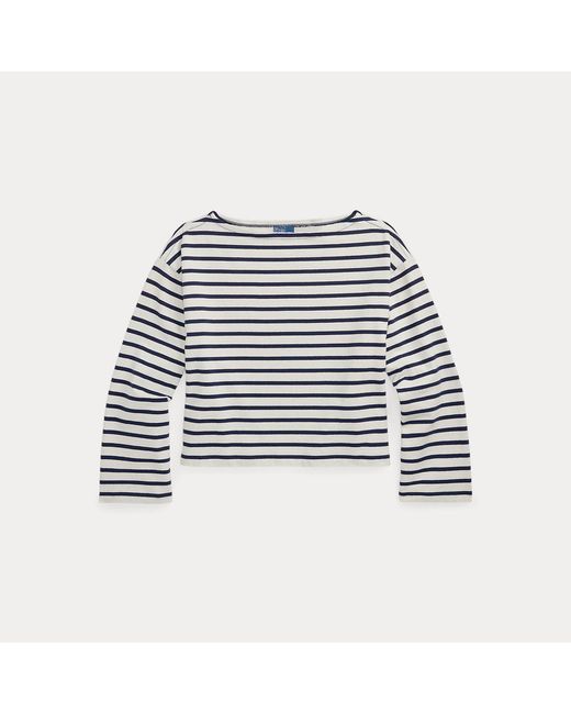 Polo Ralph Lauren White Striped Boatneck Mariner T-Shirt